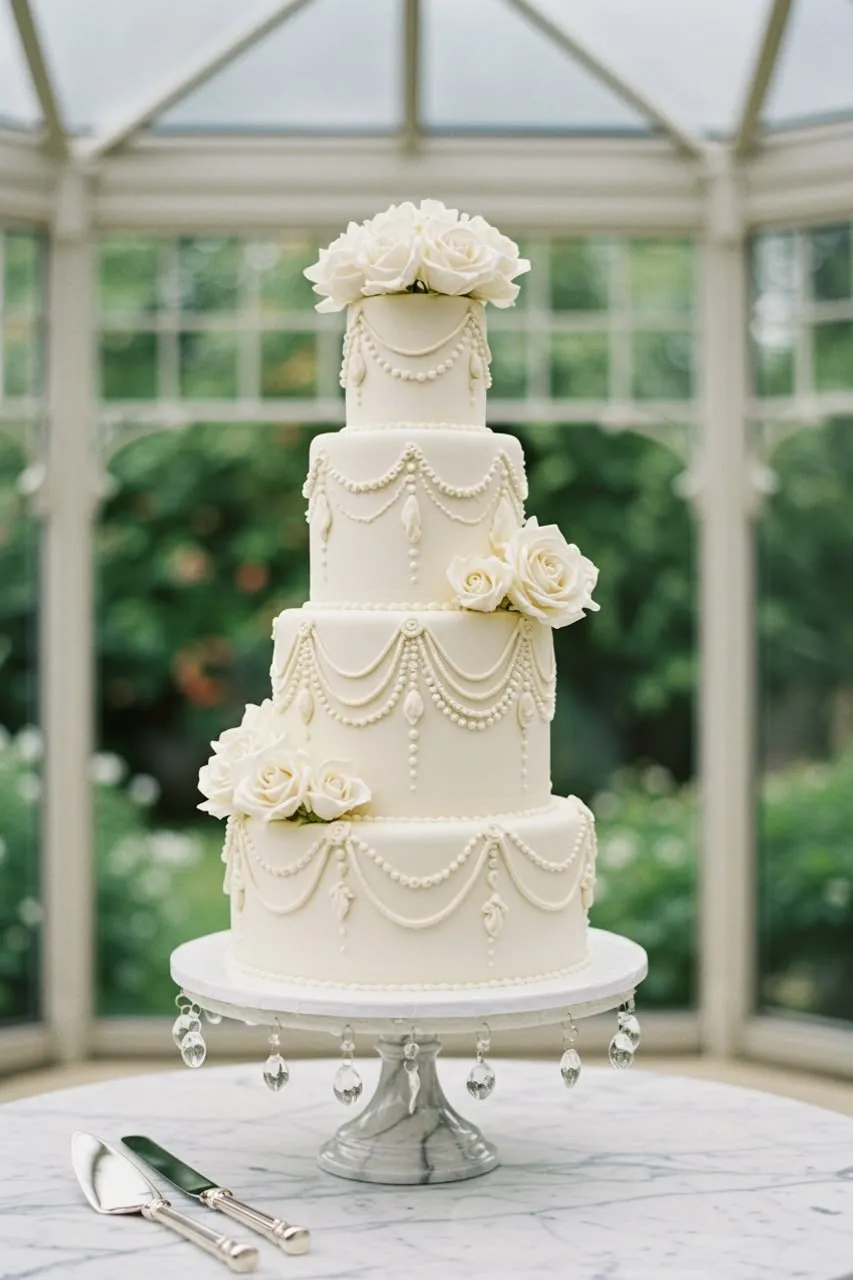 Vintage / Lambeth wedding cake by Cakes by Iz, photo 3